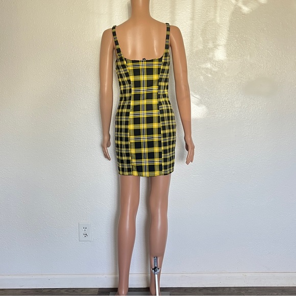 Clueless / Cher Horowitz Black & Yellow Plaid 90s Style Sheath Dress size S - Picture 3 of 9